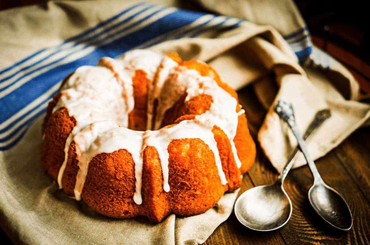 Pineapple and passionfruit bundt cake