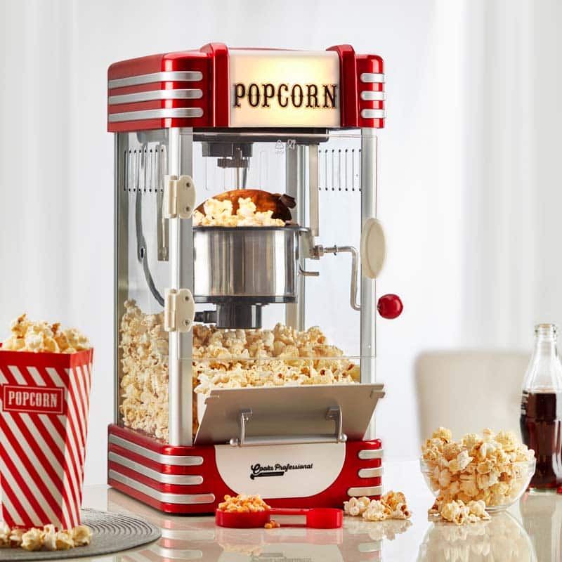 Cooks Professional Retro Popcorn Maker Powerful 310W Simple One Touch Operation Easy Clean Cooks Professional