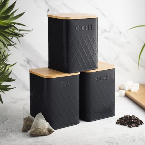 Black and copper tea coffee sales sugar canisters